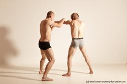 Underwear Martial art Man - Man White Moving poses Slim Short Blond Dynamic poses Academic